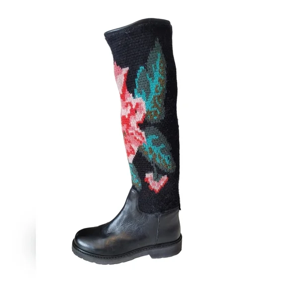Twin Set Jacquard Knit Floral Boots, VGUC, Size 39.5 - Picture 5 of 16